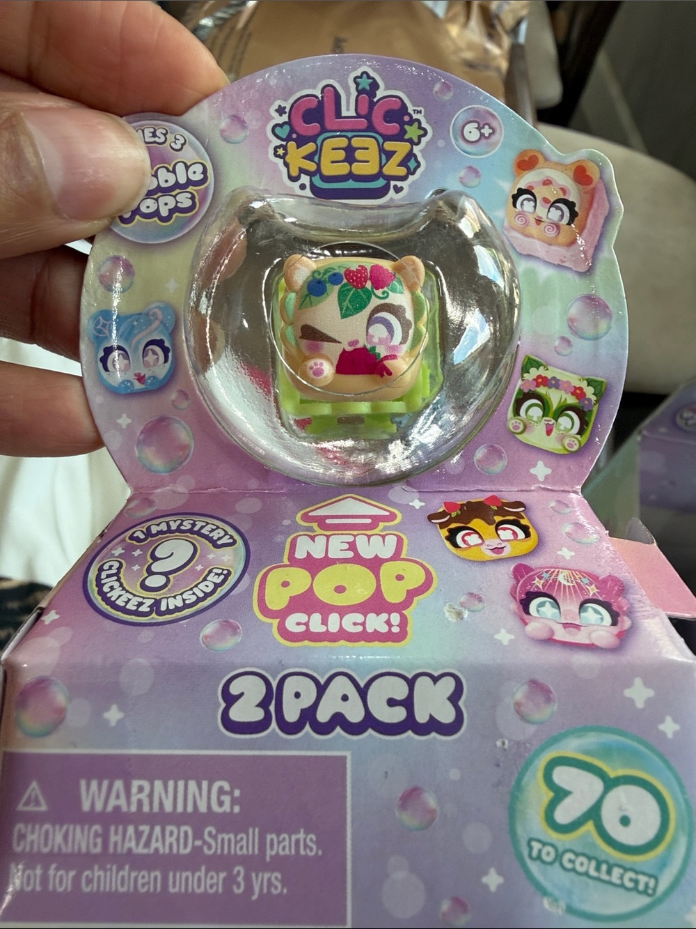 Green Floral Pop Click Toy - 1 Pack clic keez - missing bottom clic